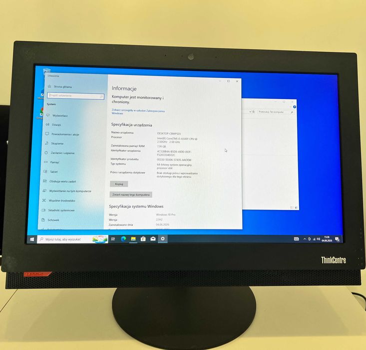 Lenovo ThinkCentre All-in-One i5-6500T / 8GB RAM / SSD /  Windows 10 Pro