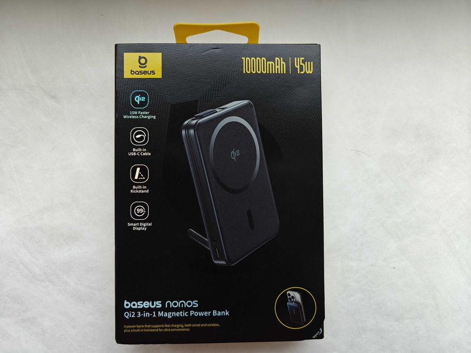 Павербанк Baseus Nomos Qi2 Kickstand Magnetic 10000mAh 45W MagSafe 3в1