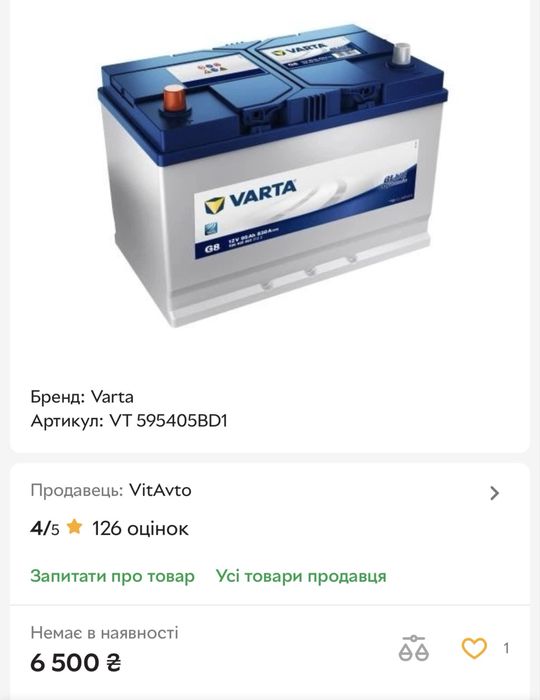 Акумулятор Varta Blue Dynamic 12В 95Ач 830А(EN) L