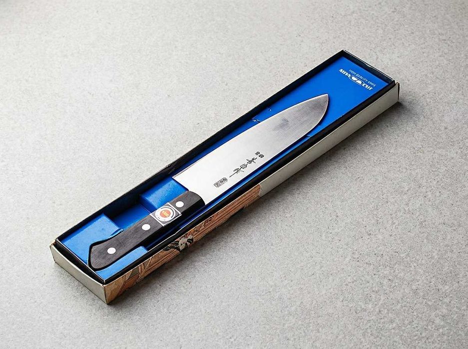Japoński Nóż Vintage Santoku Zenji-saku 170mm Stal Węglowa Yasugi Steel NOS Box