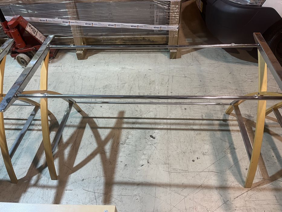 Conjunto 3 secretárias -Tampo vidro e Inox