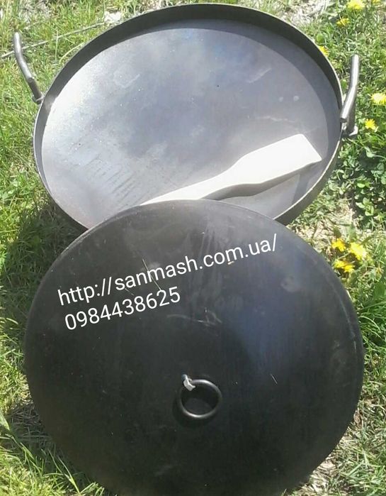 Сковорода із диска 50 см з кришкою, ручки, ніжки, Садж на вогонь