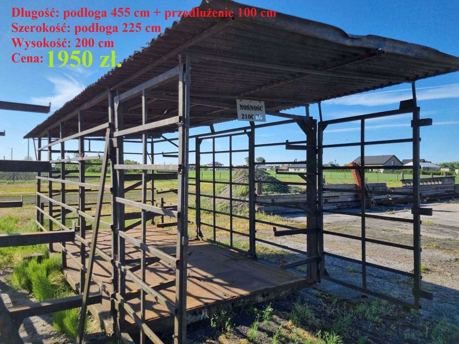 Regał magazynowy zadaszony stalowy 455 x 225 cm