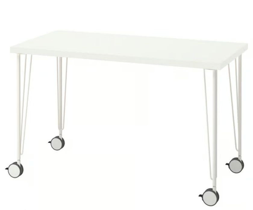 Secretária IKEA 150x75, branca com pés com rodas