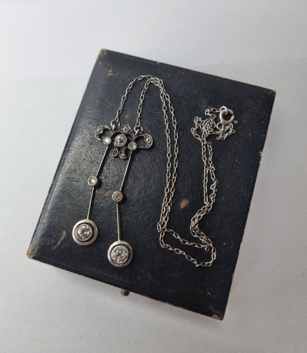 Antyk naszyjnik negligee złoto srebro szafiry