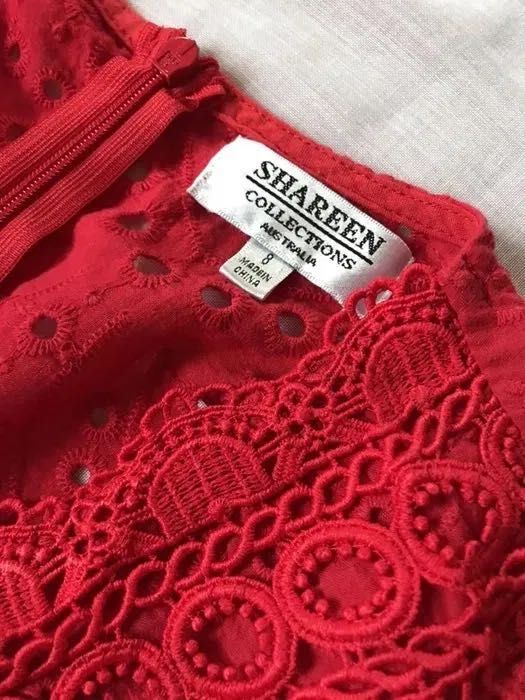 Червона сукня Shareen котонова з прошви міді платье хлопковое красное