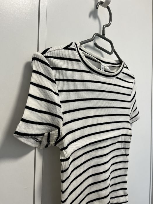 prążkowany top w biało-czarne paski H&M S