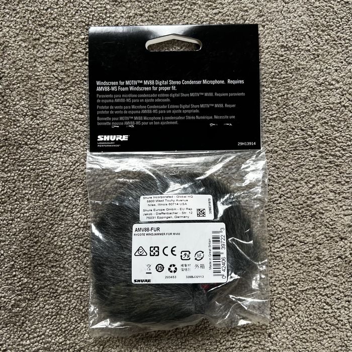 Osłona przeciwwiatrowa do mikrofonu Shure AMV88-FUR Black Gray