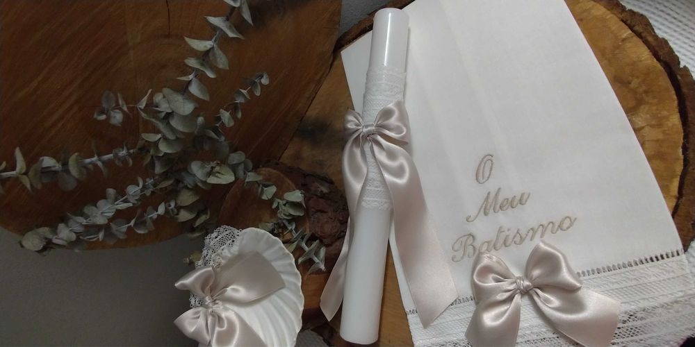 Batizado - toalhas, velas e conchas
