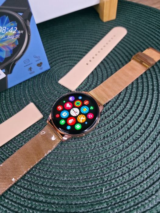 Złoty Smartwatch Damski LIGE 5 Połączenia Bluetooth • 2 paski • NOWY