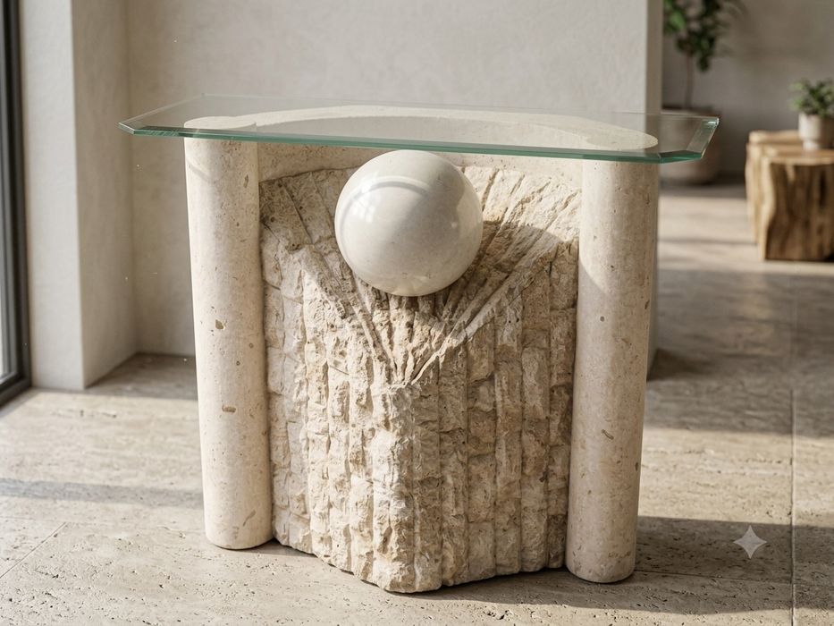 Consola elegante com tampo de vidro