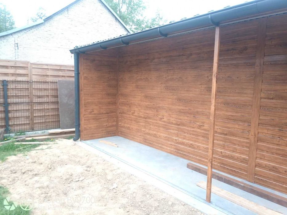 drewnopodobny garaż z zadaszeniem 4x7 5x7 okno drzwi profil