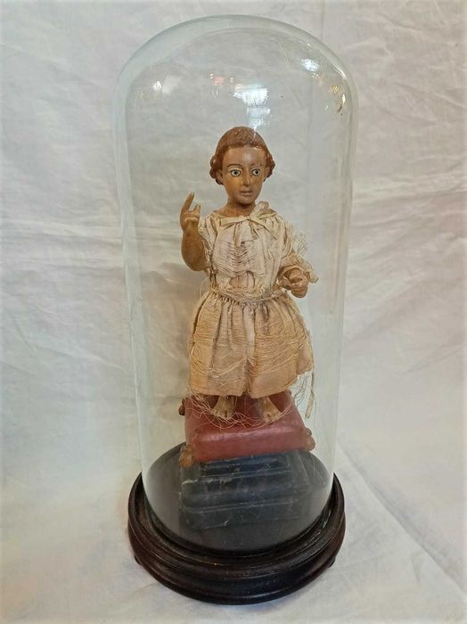 Escultura Madeira Menino Jesus Salvador Do Mundo