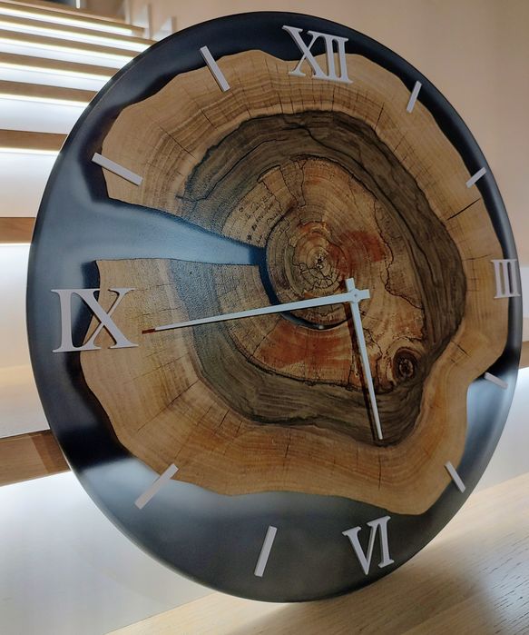 Zegar plastra orzecha włoskiego z żywicą epoksydową