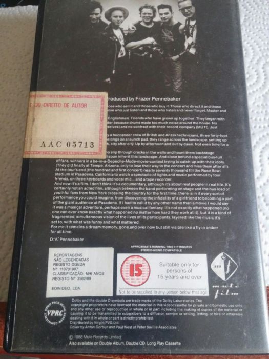 Depeche Mode 101. Cassete VHS n°1 em Portugal