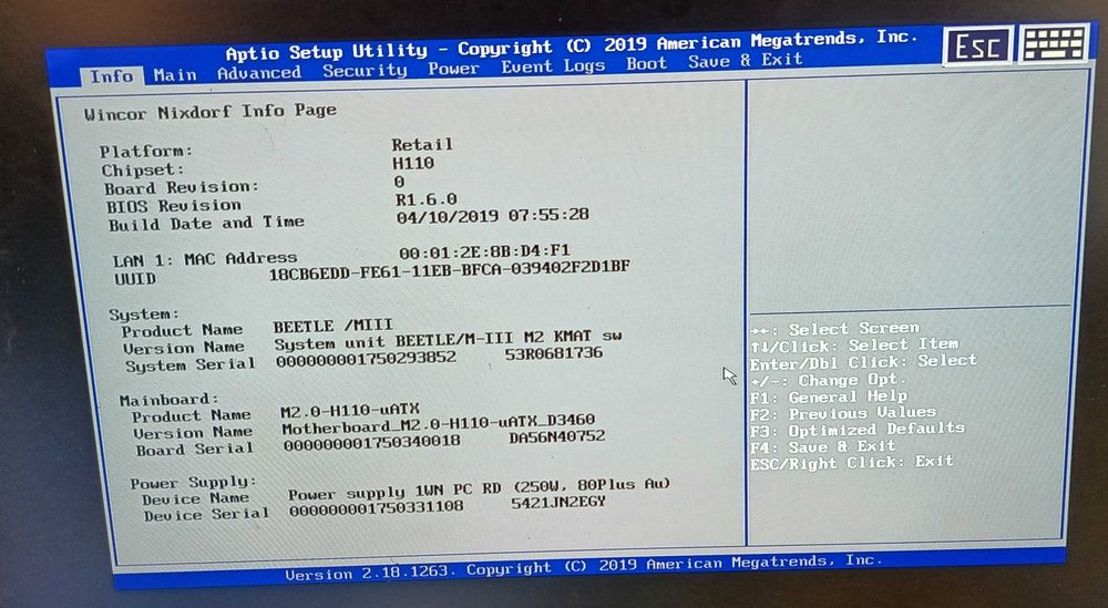PC Diebold-Nixdorf BEETLE MII Terminal POS  G3900/4GB/500GB/Win10