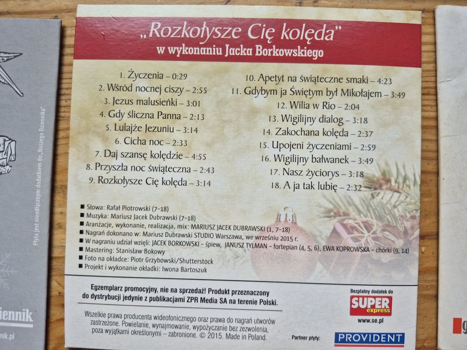 Płyty CD kolędy, film Mgła