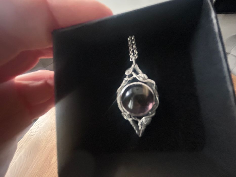 Amulet lawendowej królowej wisiorek z ametrynem unikat