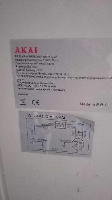 Pralka Akai WT-KT30P