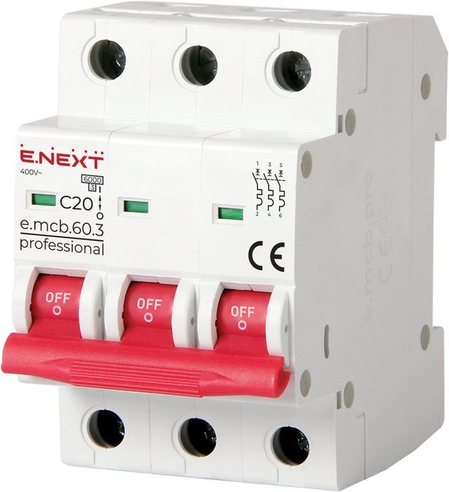 Wyłącznik Nadprądowy Mcb.pro60 3P C20A 6Ka Enext