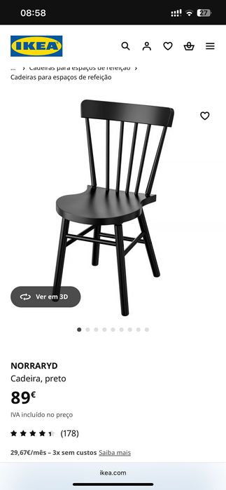 2 Norraryd Cadeiras Ikea - Preto