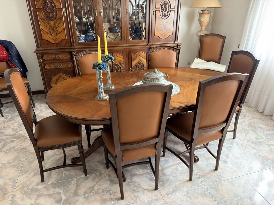 Conjunto de sala em mogno movel mais mesas e cadeiras