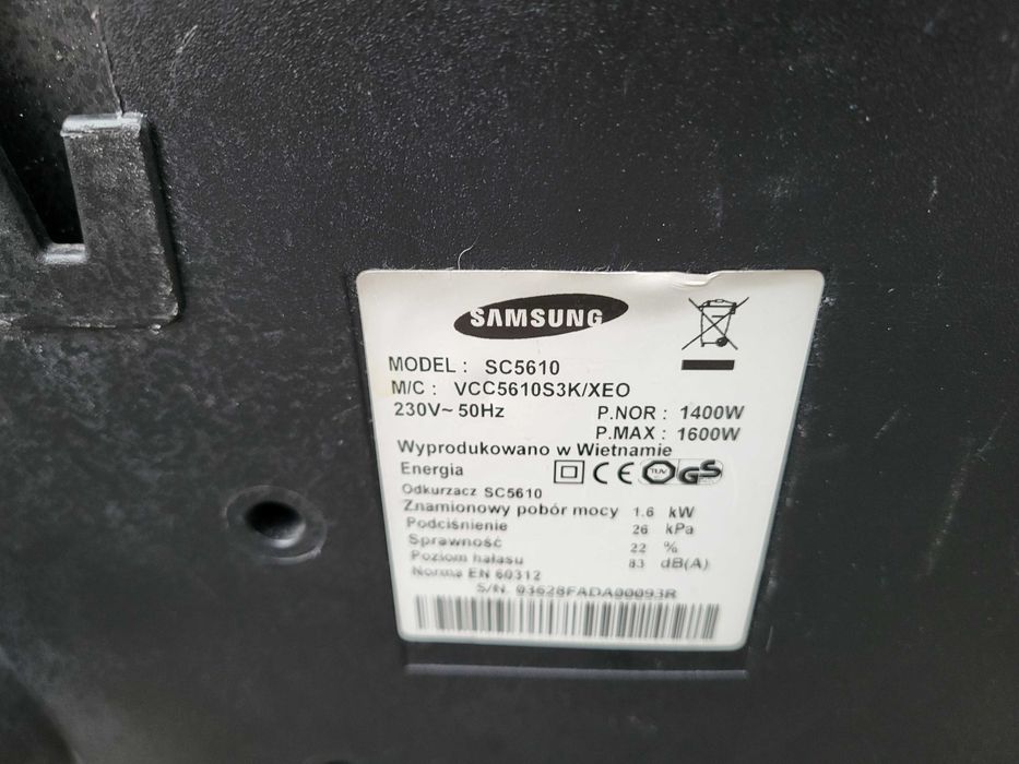 Odkurzacz Samsung SC5610 workowy mocny 1600w z rurą z końcówkami
