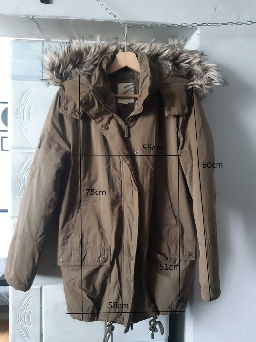 Parka z kapturem, zimowa, damska, khaki - Diverse - rozm.S