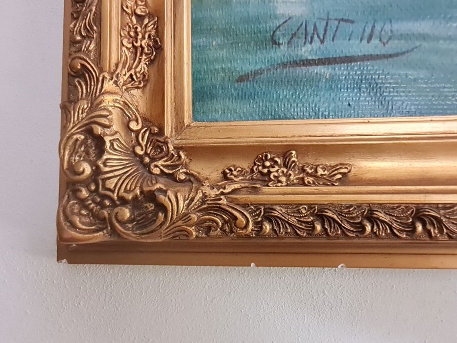 Tela pintada á mão emoldurado