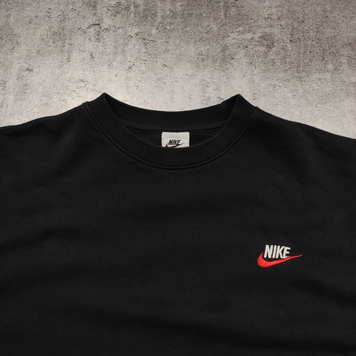 MĘSKA Bluza Bawełna Crewneck Czarna Haft Logo Nike Classic Dresowa