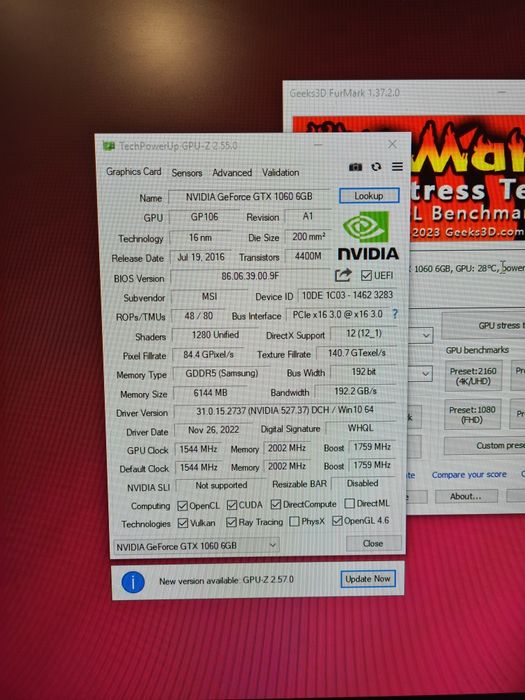 Магазин. Игровая видеокарта msi  gtx 1060 6 Gb