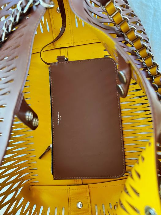 Mala / Carteira SONIA RYKIEL Baltard emmarrom e amarela.