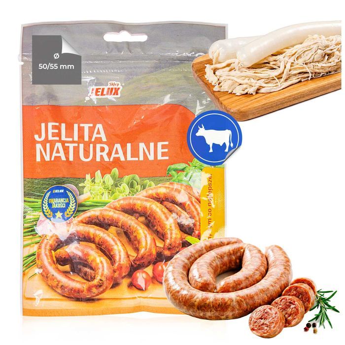 Jelita wołowe cięte środkowe 50/55 - 3 sztuki do kiełbasy pasztetu