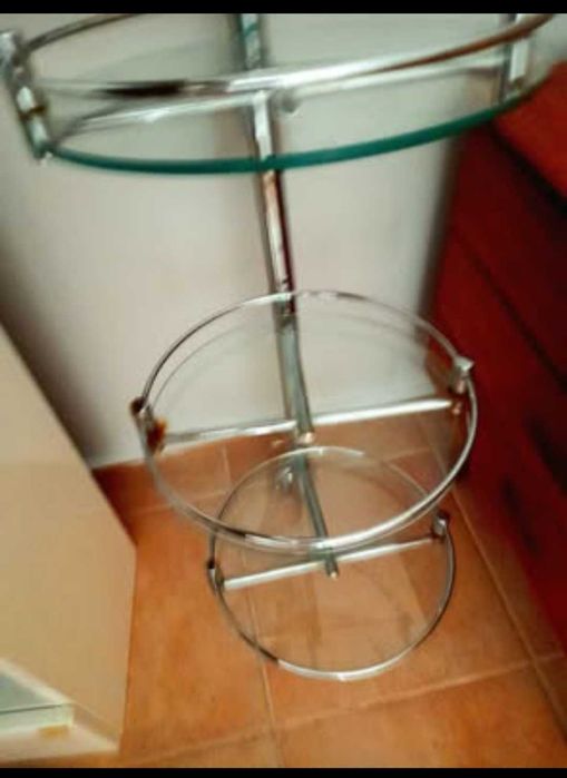 ESTANTE/Organizador em Vidro e inox giratória
