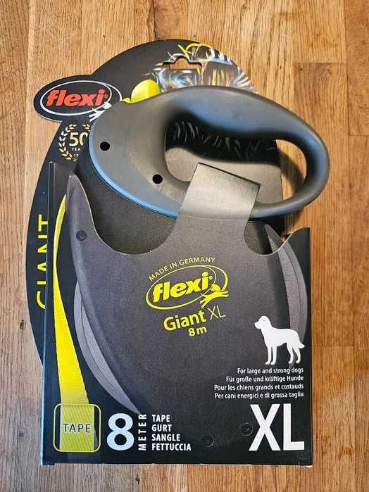 Smycz FLEXI automatyczna GIANT XL 8m taśma odblask - NOWA!