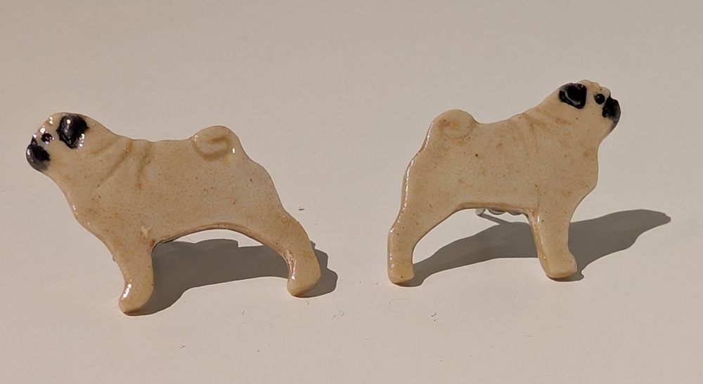 Kolczyki wkręty pieski pies buldog francuski dla dziewczynki