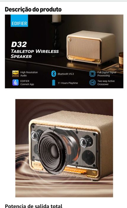 Coluna portátil edifier d32