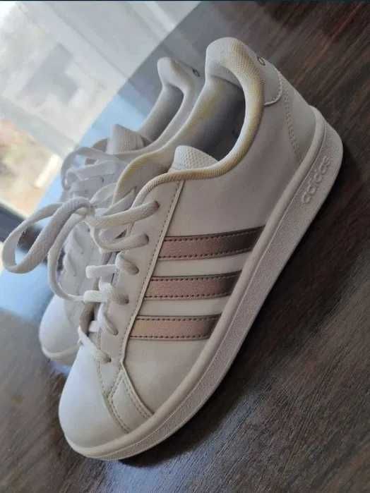 Adidas grand court base różowe białe sneakersy trampki