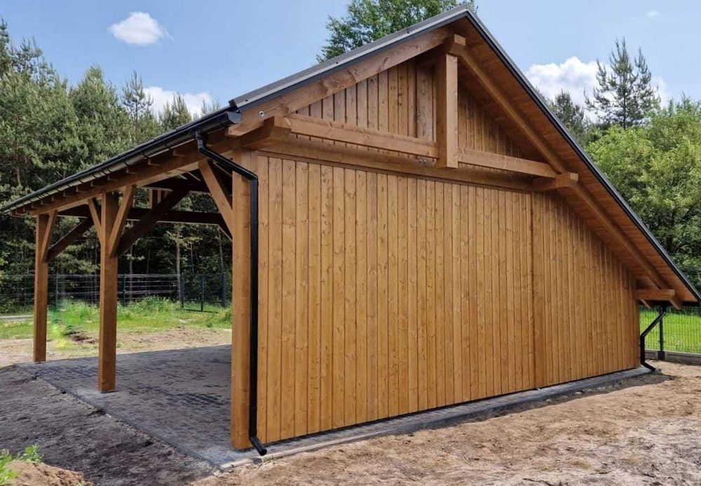 Wiata drewniana 6,5×7,5 m|Dach asymetryczny|DUO 16×16 |Montaż Premium