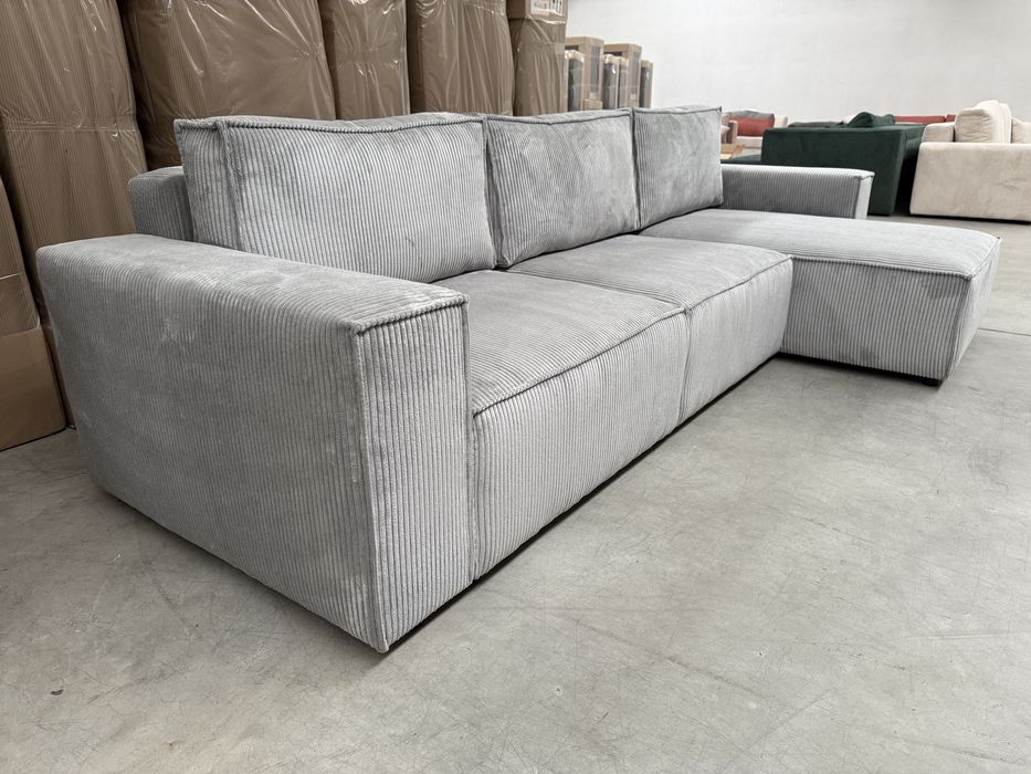 NOWY od ręki narożnik rozkładany z pojemnikiem modny sztruks WYPRZEDAŻ