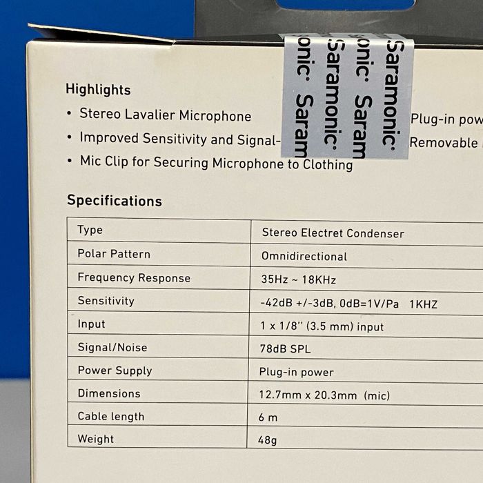 Saramonic SR-XMS2 (3.5mm Stereo Lavalier Microphone) - SELADO