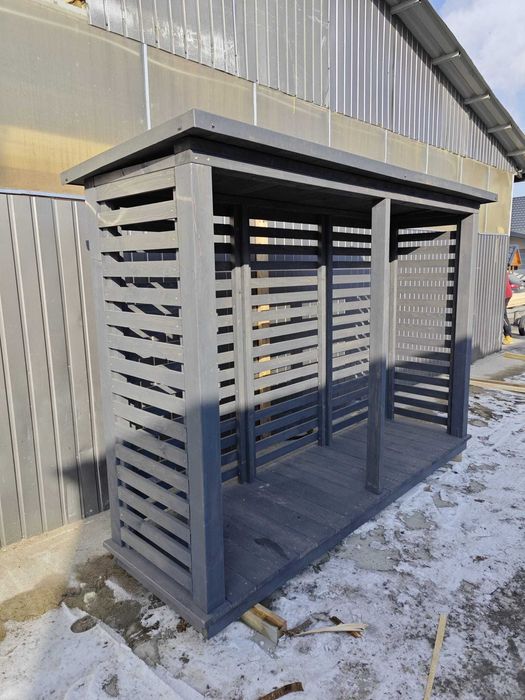 Drewutnia  Wiata na drewno opałowe  Antracyt  zadaszenie gospodarcze