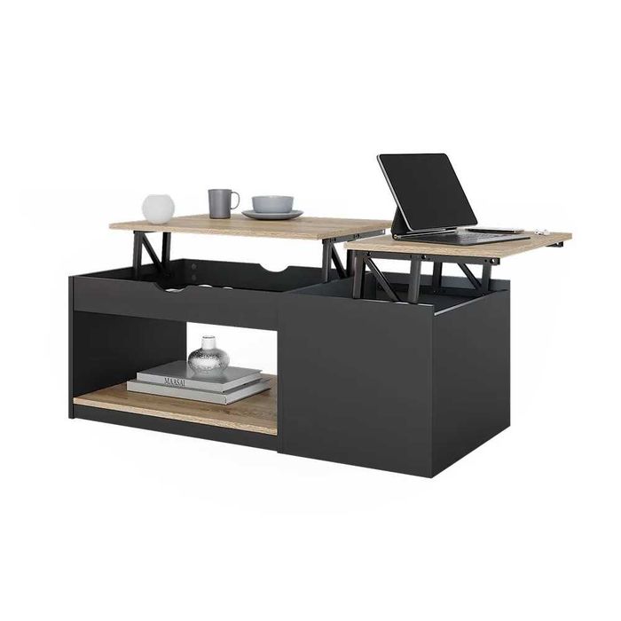 Stolik kawowy Vicco Avela czarny / dąb sonoma 110 × 55 cm z podnoszonym blatem