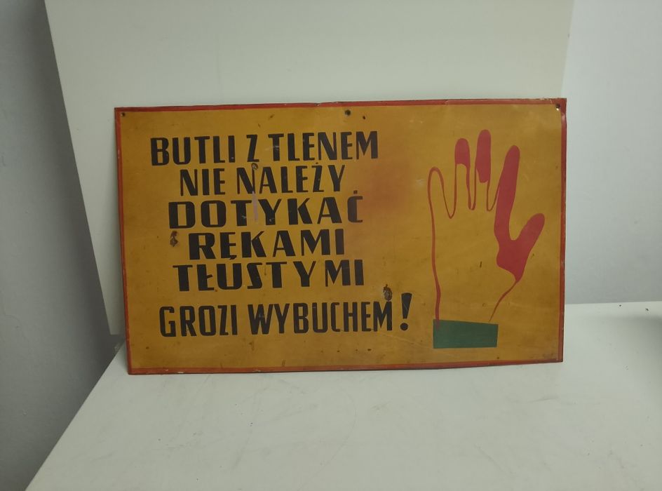 Tablica informacyjna BHP prl oryginał blaszana