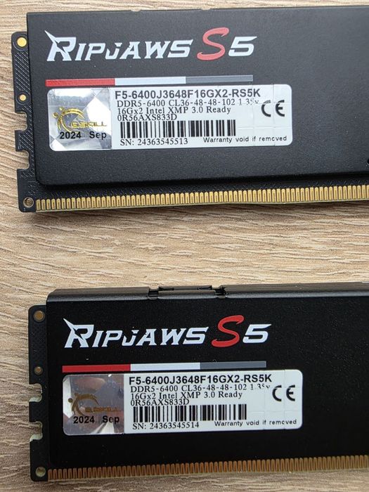 G.Skill DDR5-6400 32GB( 2x16GB) Ripjaws S5 Black Новая
