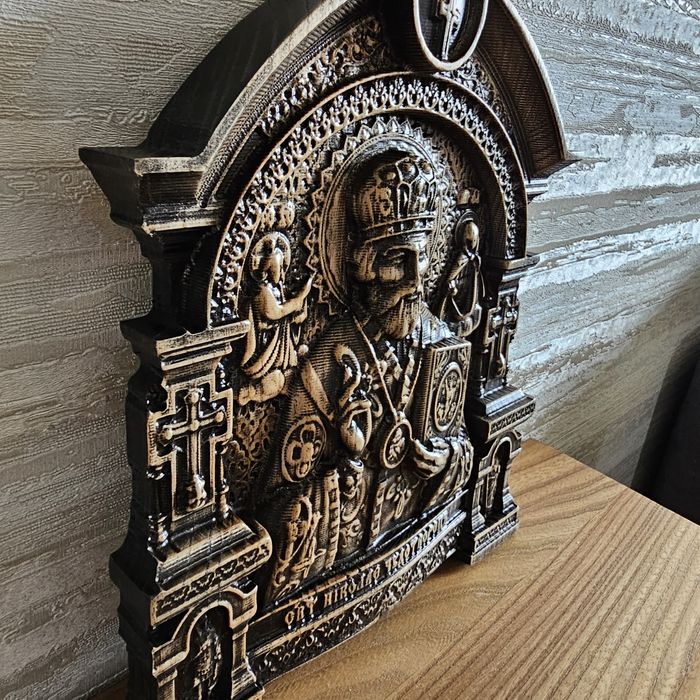 Ікона Святий Миколай Чудотворець дерев'яна. різьба по дереву дуб