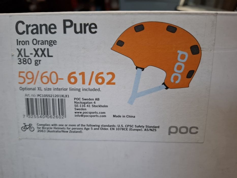 Kask rowerowy hulajnoga dirt deskorolka skate POC Crane Pure XL XXL 61 / 62 pomarańczowy