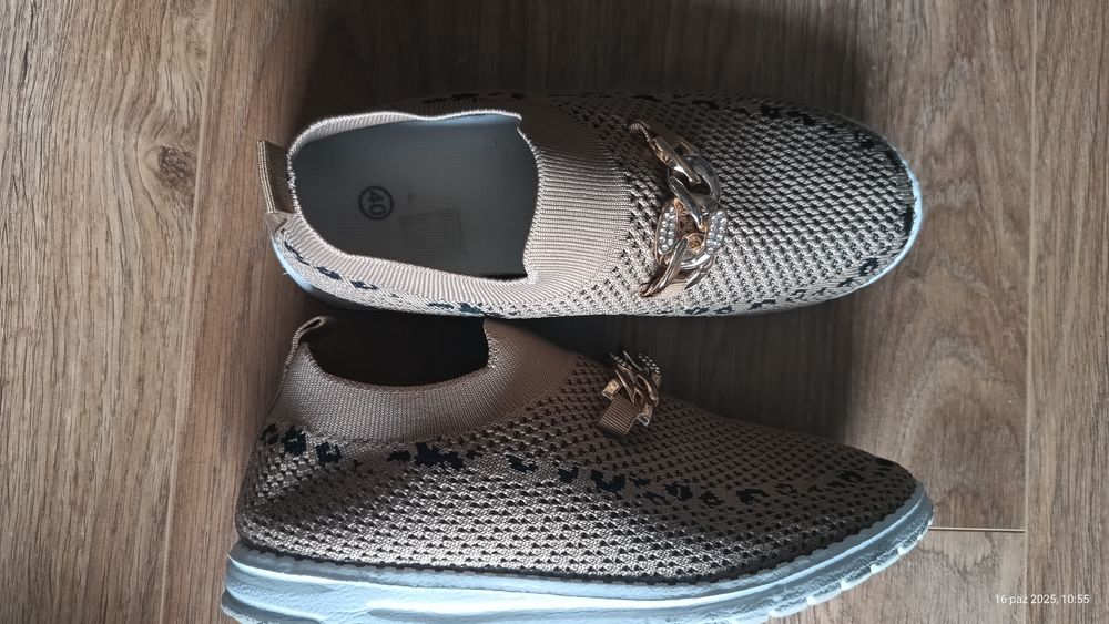 Wygodne lekkie buty łańcuszki sneakersy adidasy biała podeszwa