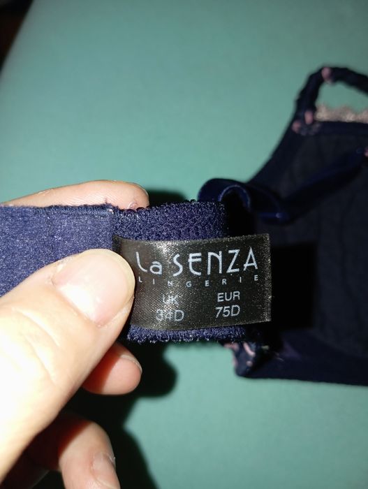 Stanik granatowy w kropki 75d