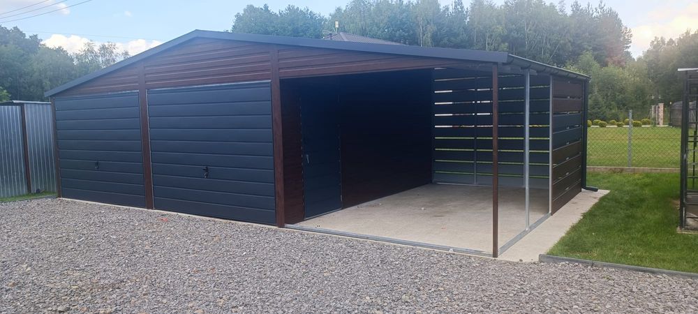 Garaze blaszaki 9x6 orzech mat  producent garazy